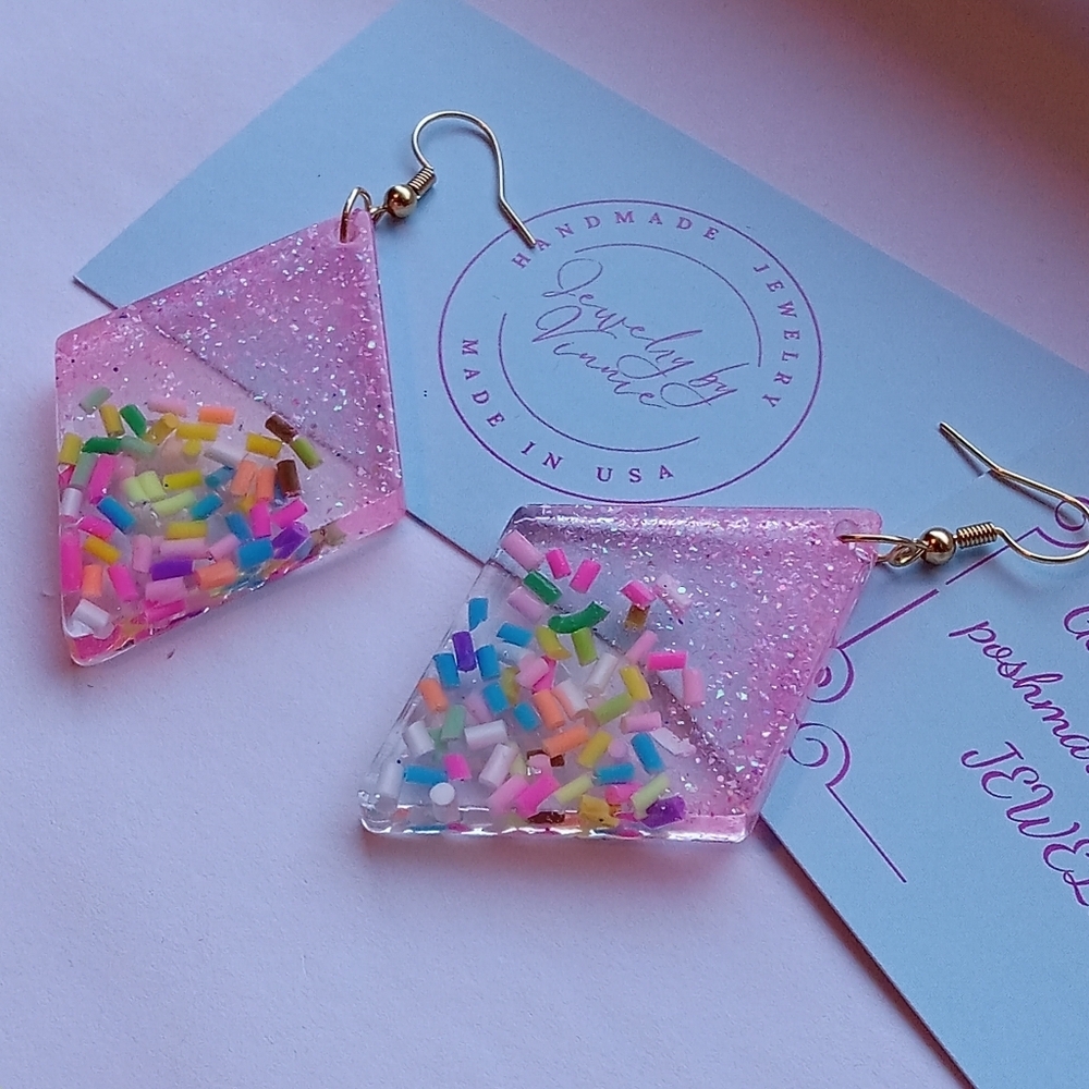 Hand Crafted Resin Earrings Cupcakes & Sprinkles Collection - Picture 2 of 7